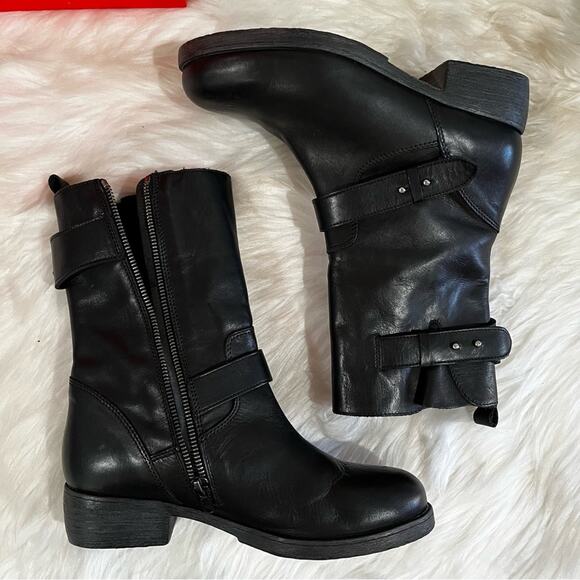 NEW Barbara Barbieri Leather Engineer Lug Sole Moto Mid Calf Boot Black 36 6 NWT - Picture 5 of 16